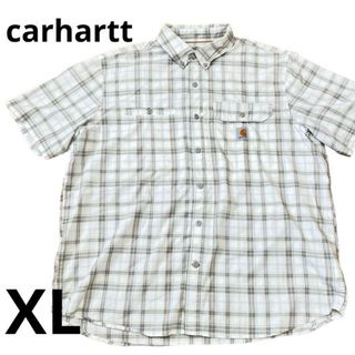 carhartt - carhartt カーハート　ボタンダウン　半袖チェックシャツ　グレー　XL