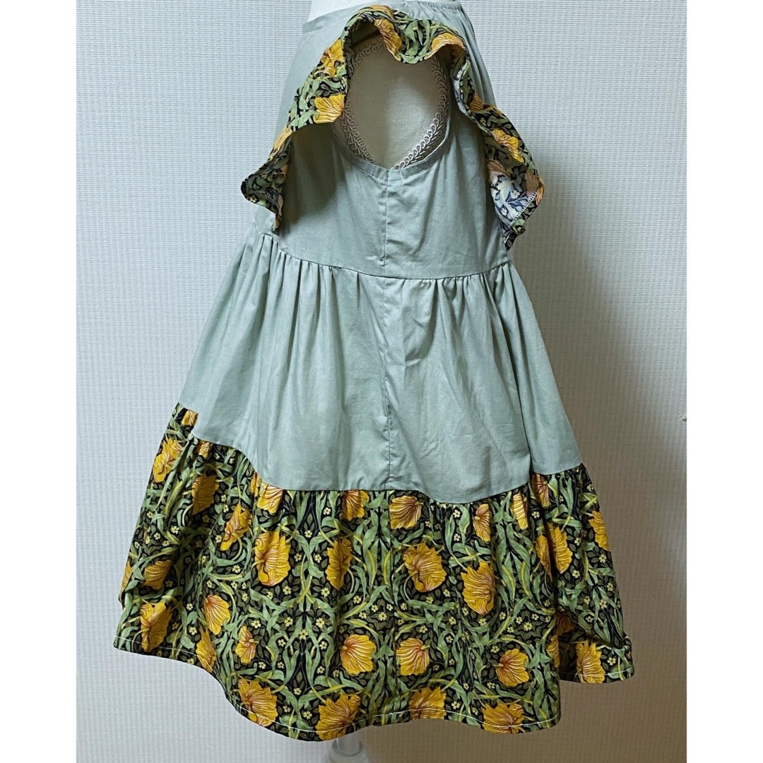 ハンドメイドフリルスリープティーアードワンピース110cm キッズ/ベビー/マタニティのキッズ服女の子用(90cm~)(ワンピース)の商品写真