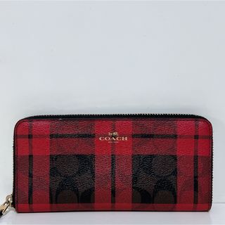 コーチ(COACH)の☆美品☆送料無料☆COACHコーチシグネチャーPVCラウンドファスナー長財布☆(財布)