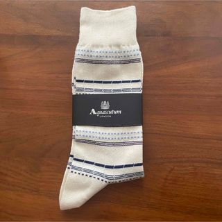 AQUA SCUTUM - Aquascutum アクアスキュータム メンズ 靴下 ビジネスソックス 白