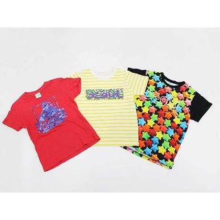 エックスガール(X-girl)の【夏物 新入荷!】▼エックスガール/XLARGEkids＆エクストララージ/XLARGE▼120cm 半袖Tシャツ/半袖カットソー3点set  黒×マルチ＆赤×青系＆黄×白 【中古】【ネット限定】 子供 キッズ kids  女の子 夏 tops 814042(Tシャツ/カットソー)