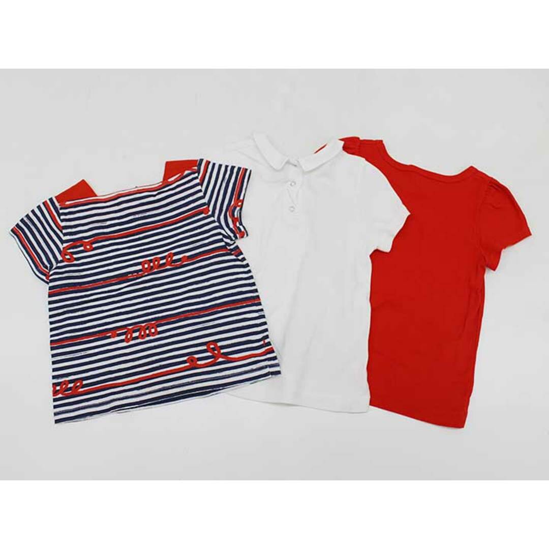 PETIT BATEAU(プチバトー)の【夏物 新入荷!】▼プチバトー/PETIT BATEAU▼104cm(4ans) 半袖Tシャツ/半袖カットソー3点set  紺×赤＆白＆赤×紺 【中古】【ネット限定】 子供 キッズ kids  女の子 夏 tops 714042 キッズ/ベビー/マタニティのキッズ服女の子用(90cm~)(Tシャツ/カットソー)の商品写真