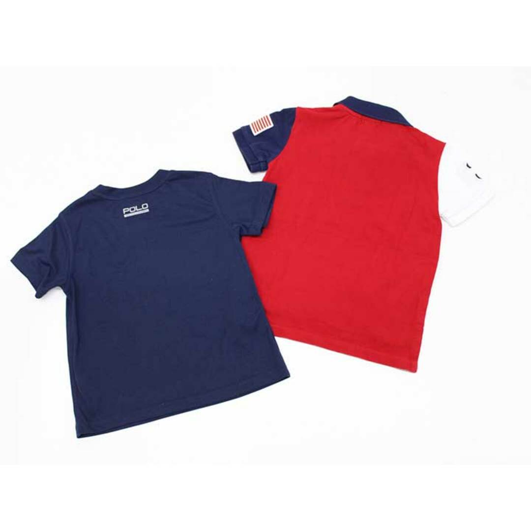 Ralph Lauren(ラルフローレン)の【夏物 新入荷!】▼ラルフローレン/Ralph Lauren▼100cm 半袖Tシャツ/半袖カットソー＆半袖ポロシャツ2点set 紺×赤＆紺×白×赤 【中古】【ネット限定】 子供 キッズ kids  男の子 tops 夏 714042 キッズ/ベビー/マタニティのキッズ服女の子用(90cm~)(Tシャツ/カットソー)の商品写真