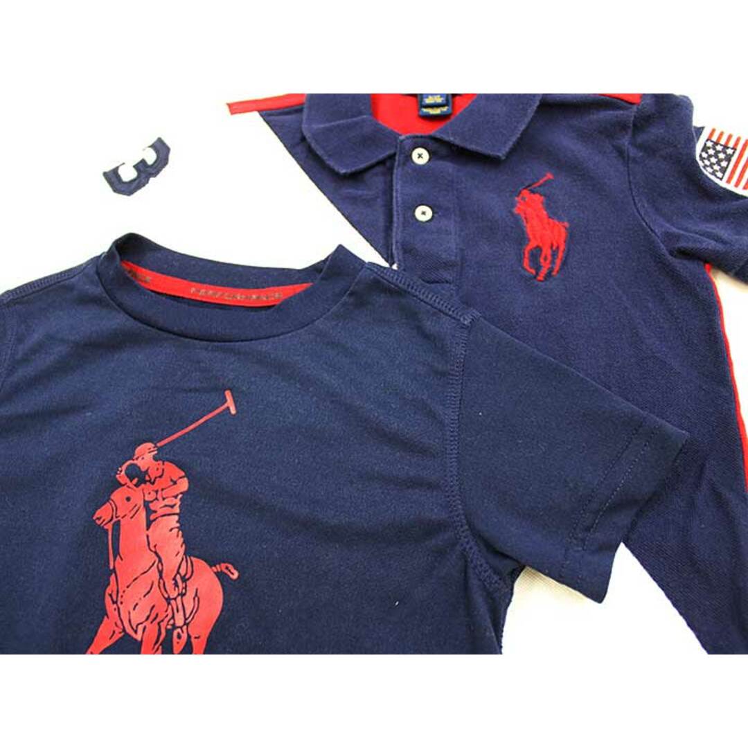 Ralph Lauren(ラルフローレン)の【夏物 新入荷!】▼ラルフローレン/Ralph Lauren▼100cm 半袖Tシャツ/半袖カットソー＆半袖ポロシャツ2点set 紺×赤＆紺×白×赤 【中古】【ネット限定】 子供 キッズ kids  男の子 tops 夏 714042 キッズ/ベビー/マタニティのキッズ服女の子用(90cm~)(Tシャツ/カットソー)の商品写真