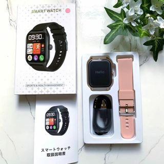 スマートウォッチ 新品 ピンク 通話機能付き レディース Bluetooth(腕時計)