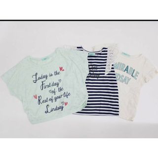 リンジィ(Lindsay)の【夏物 新入荷!】◇リンジィ/lindsay◇140cm 半袖Tシャツ/半袖カットソー3点set ミント＆白×紺＆アイボリー【中古】【ネット限定】子供服 キッズ kids ジュニア 女の子 夏 tops 714042(Tシャツ/カットソー)