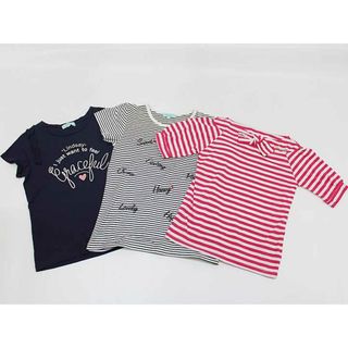 リンジィ(Lindsay)の【夏物 新入荷!】▽リンジィ/lindsay▽160cm 半袖Tシャツ/半袖カットソー3点set 白×ピンク＆白×黒＆紺【中古】【ネット限定】子供服 キッズ kids ジュニア 女の子 夏 tops 224042(Tシャツ/カットソー)