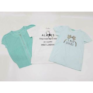 リンジィ(Lindsay)の【夏物 新入荷!】▽リンジィ/lindsay▽160cm 半袖Tシャツ/半袖カットソー＆半袖ニットブルゾン3点set 白＆水色＆エメラルドグリーン【中古】【ネット限定】子供服 キッズ kids ジュニア 女の子 夏 tops 224042(Tシャツ/カットソー)