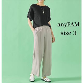 【洗える】完売 新品　anyFAM  楽映えワイドパンツ サイズ3(カジュアルパンツ)