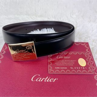 カルティエ(Cartier)のCartier カルティエ　レザーベルト  未使用箱付きブラック×ゴールド(ベルト)