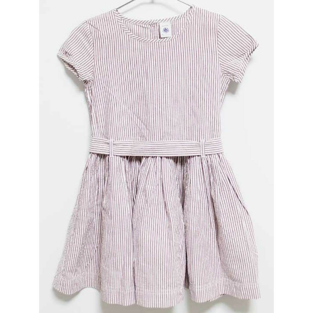 PETIT BATEAU(プチバトー)の【夏物 新入荷!】‡プチバトー/PETIT BATEAU‡128cm 半袖ワンピース 白×茶色【中古】子供服 キッズ kids 女の子 夏 onepi 324042 キッズ/ベビー/マタニティのキッズ服女の子用(90cm~)(ワンピース)の商品写真