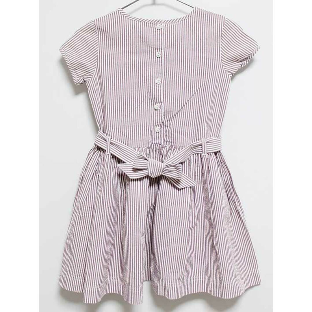 PETIT BATEAU(プチバトー)の【夏物 新入荷!】‡プチバトー/PETIT BATEAU‡128cm 半袖ワンピース 白×茶色【中古】子供服 キッズ kids 女の子 夏 onepi 324042 キッズ/ベビー/マタニティのキッズ服女の子用(90cm~)(ワンピース)の商品写真