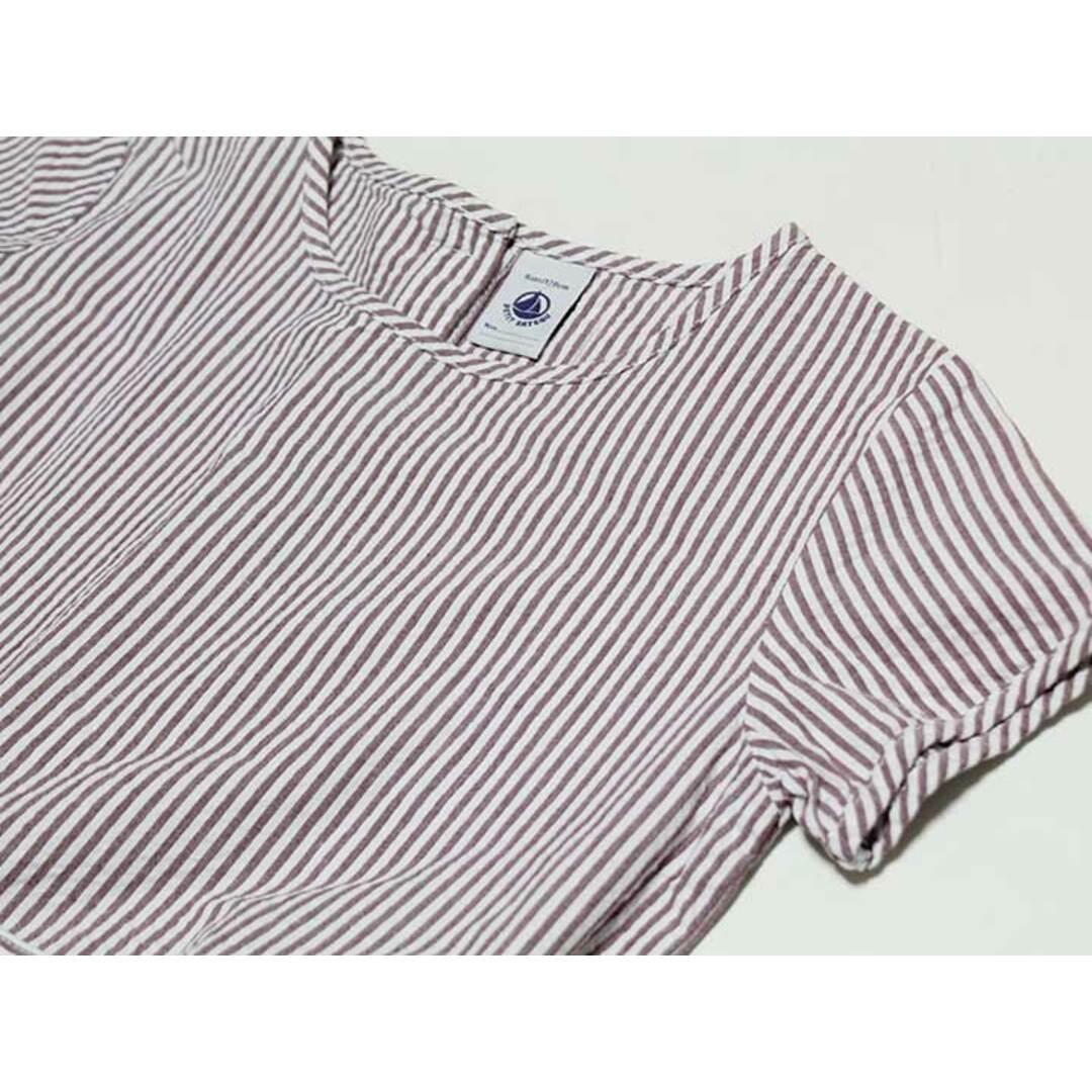 PETIT BATEAU(プチバトー)の【夏物 新入荷!】‡プチバトー/PETIT BATEAU‡128cm 半袖ワンピース 白×茶色【中古】子供服 キッズ kids 女の子 夏 onepi 324042 キッズ/ベビー/マタニティのキッズ服女の子用(90cm~)(ワンピース)の商品写真