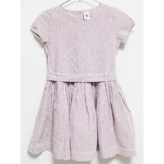 プチバトー(PETIT BATEAU)の【夏物 新入荷!】‡プチバトー/PETIT BATEAU‡128cm 半袖ワンピース 白×茶色【中古】子供服 キッズ kids 女の子 夏 onepi 324042(ワンピース)