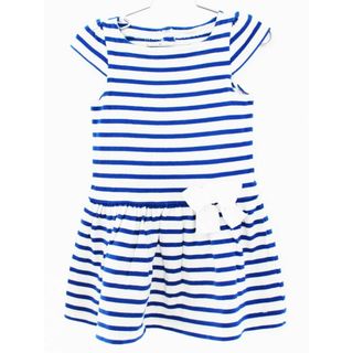 プチバトー(PETIT BATEAU)の【夏物 新入荷!】[プチバトー/PETIT BATEAU]104cm 半袖ワンピース 白×ブルー【中古】子供服 キッズ kids 女の子 夏 onepi 324042(ワンピース)