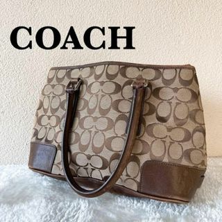 コーチ(COACH)の美品✨COACH コーチハンドバッグトートバッグブラウン茶シグネチャー総柄(トートバッグ)