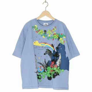 スカラー(ScoLar)のスカラー 142620 シマウマと花キノコ柄 メルヘンTシャツ(Tシャツ(半袖/袖なし))