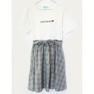 リンジィ(Lindsay)の【夏物 新入荷!】[リンジィ/lindsay]160cm 半袖ワンピース 白×グレー【中古】子供服 キッズ kids ジュニア 女の子 夏 onepi 914042(ワンピース)