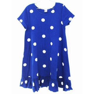 プチバトー(PETIT BATEAU)の【夏物 新入荷!】[プチバトー/PETIT BATEAU]140cm 半袖ワンピース 紺×白 麻混【中古】子供服 キッズ kids ジュニア 女の子 夏 onepi 324042(ワンピース)