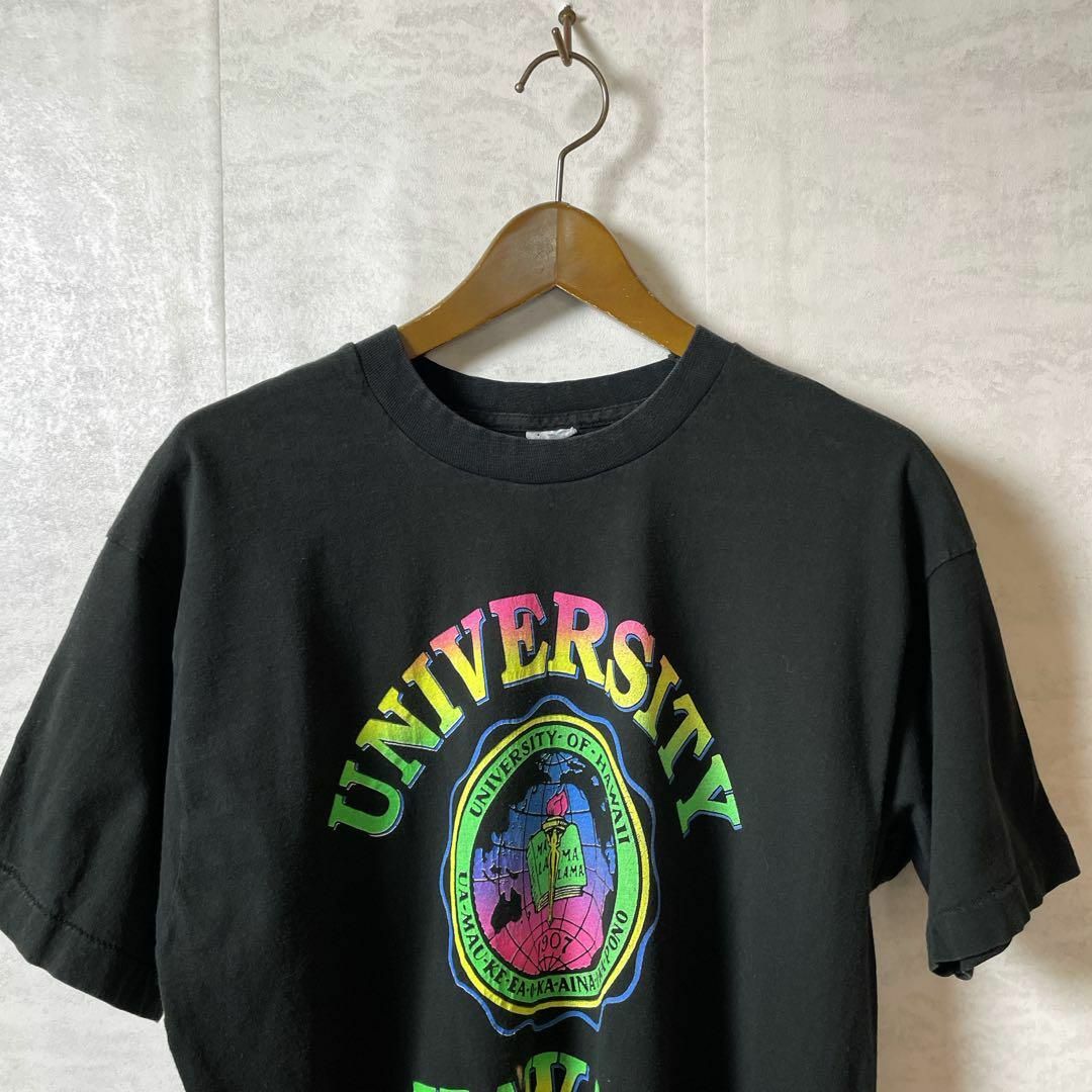 ビンテージ90Ｓ　シングルステッチ　ハワイ大学　カレッジロゴ　黒ブラックＴシャツ メンズのトップス(Tシャツ/カットソー(半袖/袖なし))の商品写真