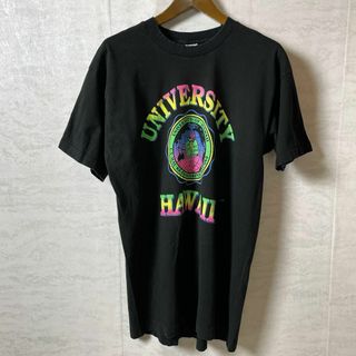 ビンテージ90Ｓ　シングルステッチ　ハワイ大学　カレッジロゴ　黒ブラックＴシャツ(Tシャツ/カットソー(半袖/袖なし))