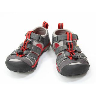 キーン(KEEN)の【夏物 新入荷!】▲キーン/KEEN▲16cm スポーツサンダル/アウトドアシューズ/靴 グレー×赤 シーキャンプ アウトドア キャンプ 川遊び 水遊び プール 海水浴【中古】子供 キッズ kids 男の子 女の子 夏 shoes seasonal 124042(サンダル)