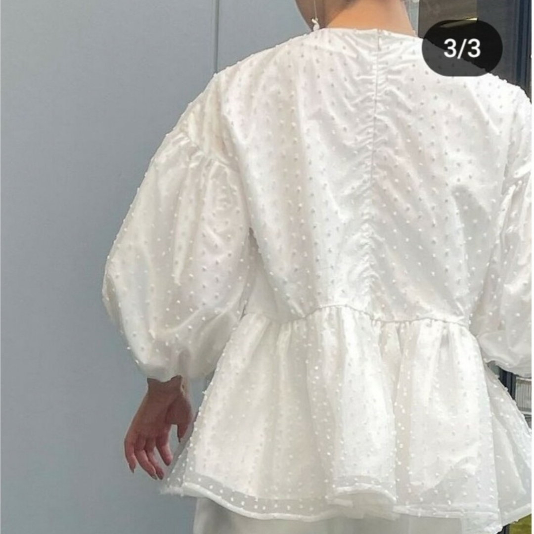 TSURU by Mariko Oikawa(ツルバイマリコオイカワ)のツルバイマリコオイカワpas de chat白ドットチュールブラウス レディースのトップス(シャツ/ブラウス(半袖/袖なし))の商品写真