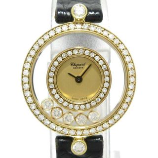 ショパール(Chopard)のChopard(ショパール) 腕時計 ハッピーダイヤモンド 20/3957 レディース K18YG/5Pムービングダイヤ/2重ダイヤベゼル/革ベルト ゴールド(腕時計)