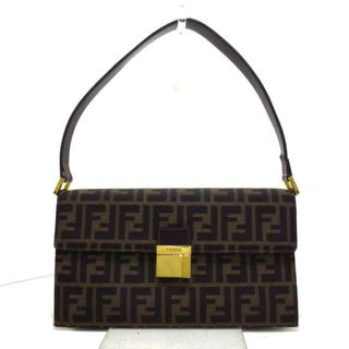 フェンディ(FENDI)のFENDI(フェンディ) ハンドバッグ ズッカ柄 ブラウン×黒 ナイロンジャガード×レザー(ハンドバッグ)