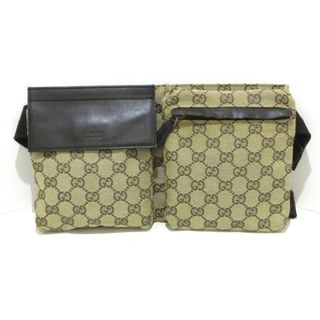 グッチ(Gucci)のGUCCI(グッチ) ウエストポーチ GG柄 28566 ベージュ×ダークブラウン ジャガード×レザー(ボディバッグ/ウエストポーチ)