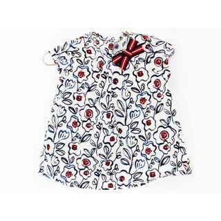 プチバトー(PETIT BATEAU)の【夏物 新入荷!】[プチバトー/PETIT BATEAU]86cm 半袖ブラウス/シャツ 白×濃紺【中古】子供服 キッズ kids ベビー服 baby 女の子 夏 tops 324042(シャツ/カットソー)