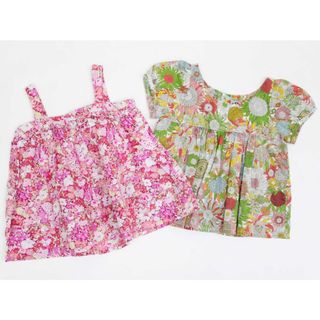 【夏物 新入荷!】◇ボントン/BONTON◇90cm 半袖ブラウス/シャツ＆キャミソール2点set マルチカラー＆ピンク系 リバティ【中古】【ネット限定】子供服 キッズ kids ベビー服 baby 女の子 夏 tops 714042(シャツ/カットソー)