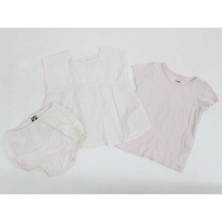 【夏物 新入荷!】◇ボントン/BONTON◇90cm 半袖Tシャツ/半袖カットソー＆半袖ブラウス＆ブルマ3点set ピンク【中古】【ネット限定】子供服 キッズ kids ベビー服 baby 女の子 夏 tops 714042(シャツ/カットソー)