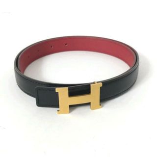 エルメス(Hermes)のHERMES(エルメス) ベルト 80 Hベルト 黒×ボルドー ゴールド金具/リバーシブル レザー(ベルト)