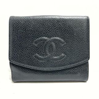 シャネル(CHANEL)のCHANEL(シャネル) Wホック財布 - 黒 キャビアスキン(財布)