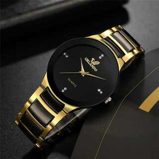 メンズ腕時計 ゴールドブラック ビジネス カジュアル クォーツ(腕時計)