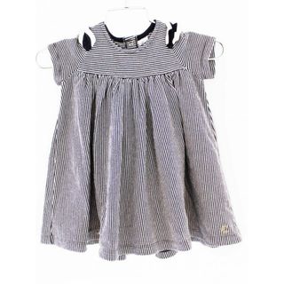 プチバトー(PETIT BATEAU)の【夏物 新入荷!】[プチバトー/PETIT BATEAU]74cm 半袖ワンピース 紺×白【中古】子供服 キッズ kids ベビー服 baby 女の子 夏 onepi 324042(ワンピース)