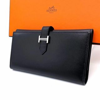 エルメス(Hermes)の【希少！極美品】HERMES　エルメス　べアン　2PLIS　デュプリ　黒　□L(財布)