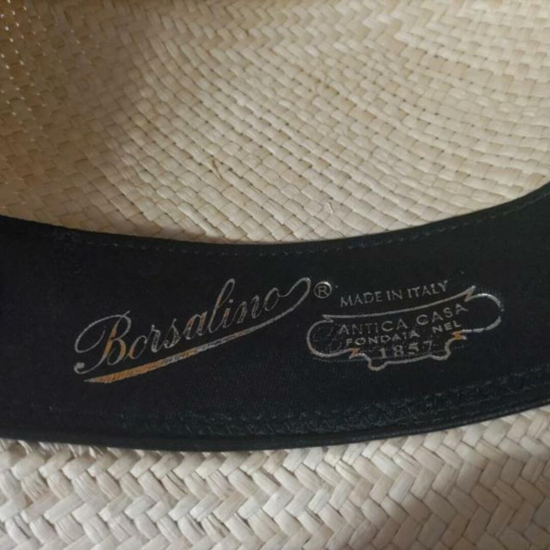 Borsalino(ボルサリーノ)のBorsalino(ボルサリーノ) ハット 58 美品  - ベージュ×ダークグリーン ストローハット/リボン 天然草（本パナマ）×アセテート×コットン レディースの帽子(ハット)の商品写真