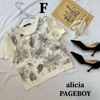 ページボーイ(PAGEBOY)のalicia PAGEBOY フラワー チュール カットソー  シアー4d19(カットソー(半袖/袖なし))