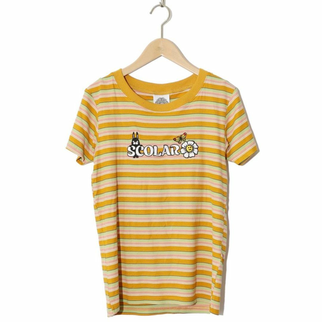 ScoLar(スカラー)のスカラー 142609 レトロマルチボーダー スカラーロゴテレコTシャツ レディースのトップス(Tシャツ(半袖/袖なし))の商品写真