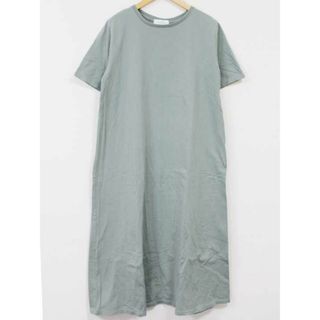 Simplicite - 【夏物 新入荷】☆Simplicite/シンプリシテェ☆2021年製/五分袖度詰めワンピース/ワンピース/プルオーバー/ラウンドネック/カジュアル/無地/ミモレ丈 グリーン/緑 レディース【中古】夏 onepi 914042