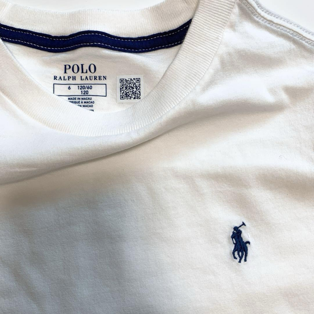 Ralph Lauren(ラルフローレン)の【新品】ラルフローレン ポロロゴ Tシャツ polo ホワイト 6 キッズ/ベビー/マタニティのキッズ服男の子用(90cm~)(Tシャツ/カットソー)の商品写真