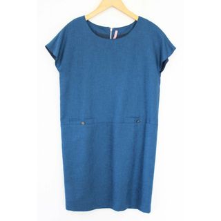 【夏物 新入荷】●NOLLEY'S/ノーリーズ●フレンチスリーブワンピース/半袖/ラウンドネック/膝下丈 ブルー/青 レディース 36【中古】夏 onepi 324042