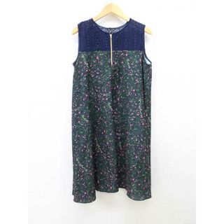 【夏物 新入荷】■Tara Jarmon/タラジャーモン■レース切替総柄ワンピース/ノースリーブ/ミディ丈 マルチカラー レディース S【中古】夏 onepi 224042(その他)