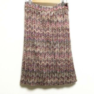 MISSONI - MISSONI(ミッソーニ) スカート サイズ42 M レディース - ボルドー×アイボリー×マルチ ひざ丈/ツイード