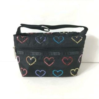 レスポートサック(LeSportsac)のLESPORTSAC(レスポートサック) ポーチ - 黒×ゴールド×マルチ スパンコール/ハート レスポナイロン(ポーチ)