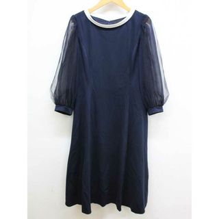 René - 【春夏物 新入荷】‡Rene/ルネ‡2023年製/Noble Lady Dress/ノーブルレディードレス/ワンピース/5327990/七分袖 ネイビー/紺 レディース  36【中古】春夏 onepi 814042