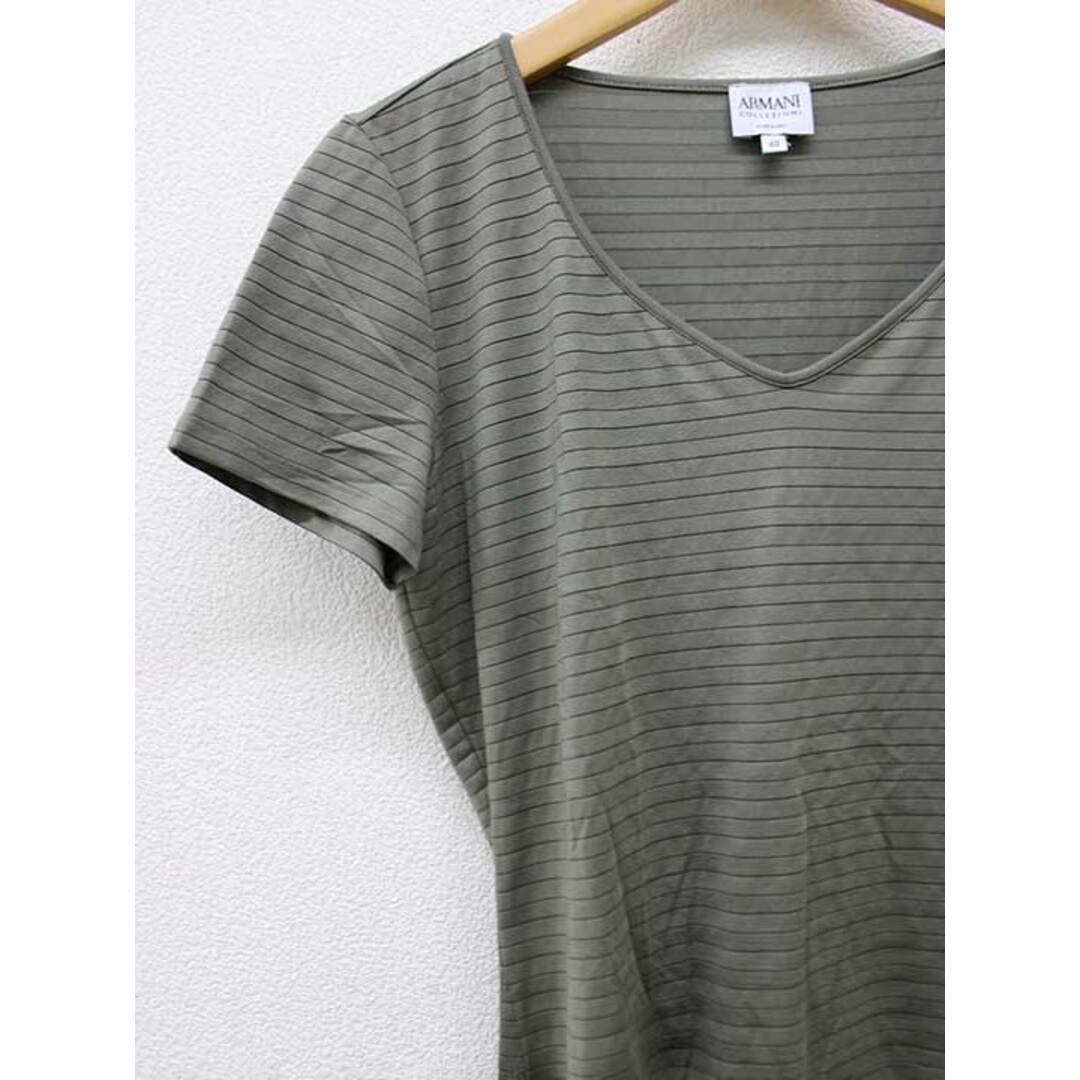 ARMANI COLLEZIONI(アルマーニ コレツィオーニ)の【夏物 新入荷】■ARMANI COLLEZIONI/アルマーニコレッツォーニ■ボーダーカットソー/半袖 カーキ レディース 40【中古】夏 914042 レディースのトップス(Tシャツ(半袖/袖なし))の商品写真