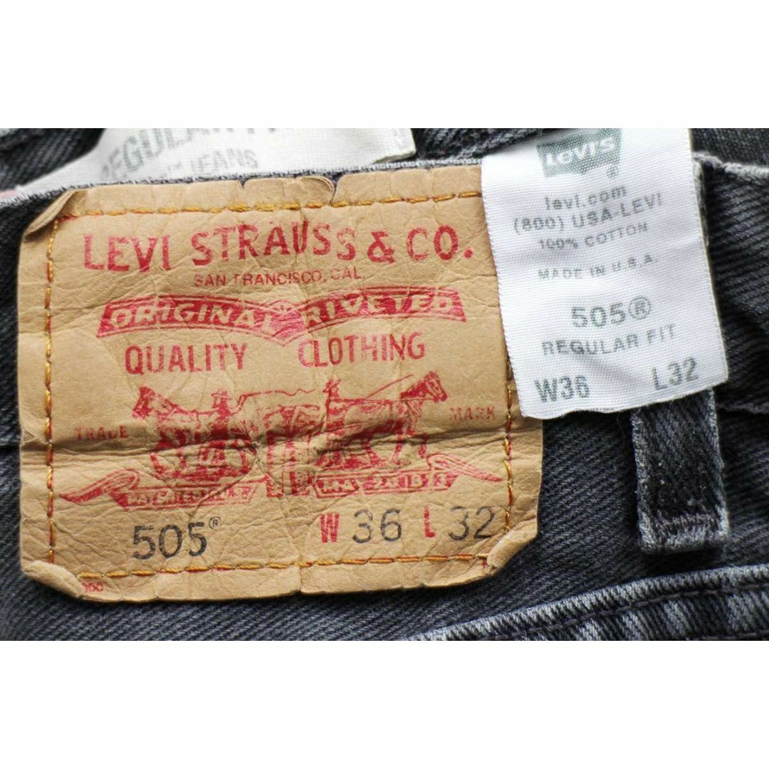 Levi's(リーバイス)の00s USA製 Levi'sリーバイス 505 ブラック デニムパンツ フェード w36★SDP2566 オールド ジーンズ ストレート ダメージ メンズのパンツ(デニム/ジーンズ)の商品写真